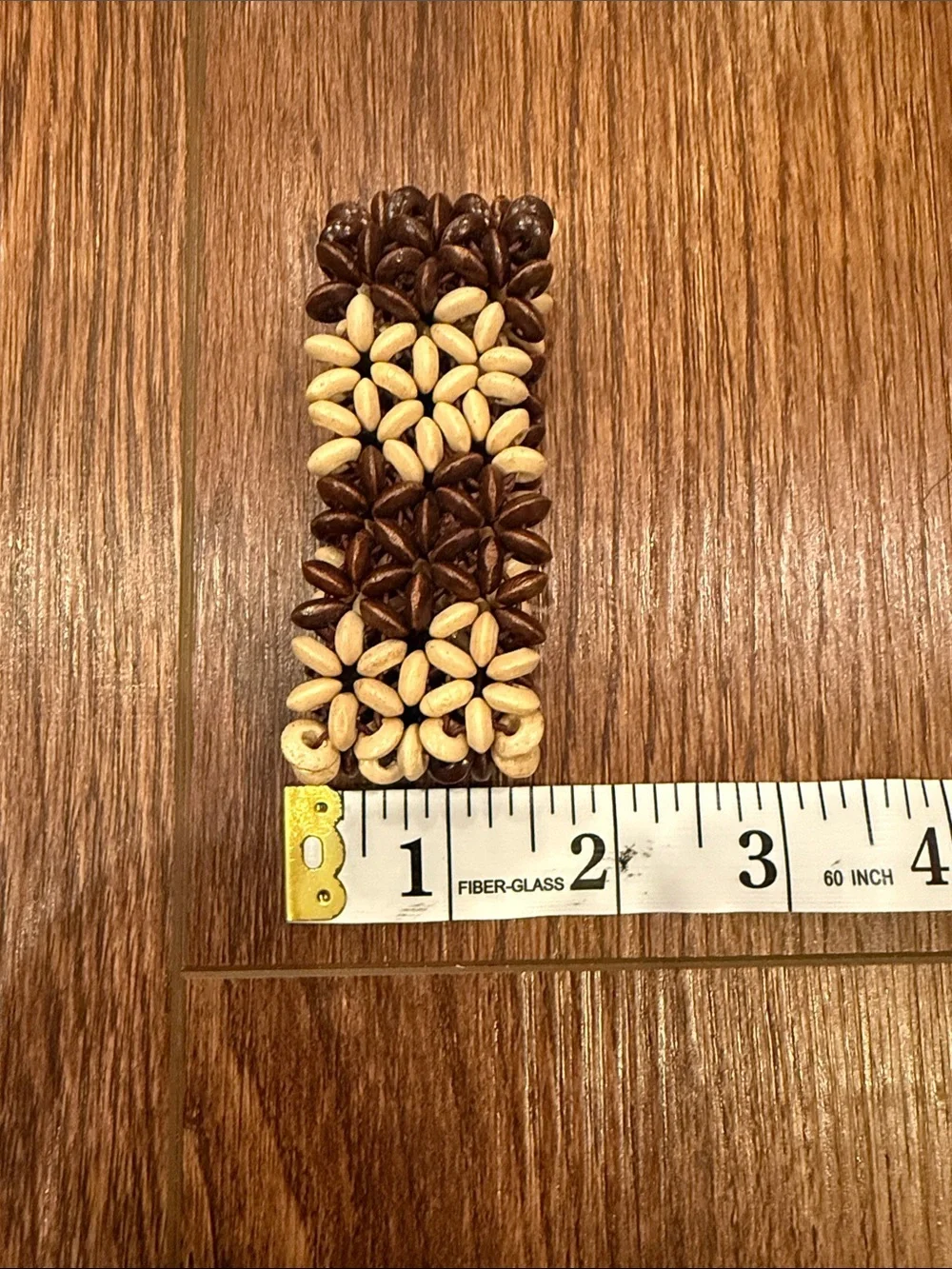 Handmade Brown & Cream Seed Beaded Barrette